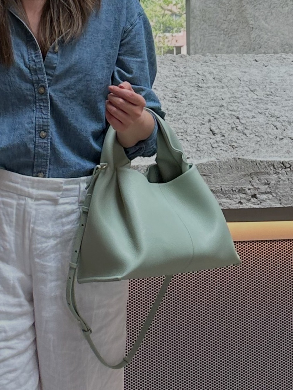 Polene Numero Neuf Mint Green Leather Handbag - Picture 2 of 14